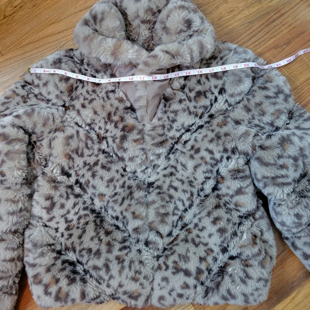 Sofia by Sofia Vergara Faux Fur Leopard Print Bomber Jacket Size S - Picture 12 of 16